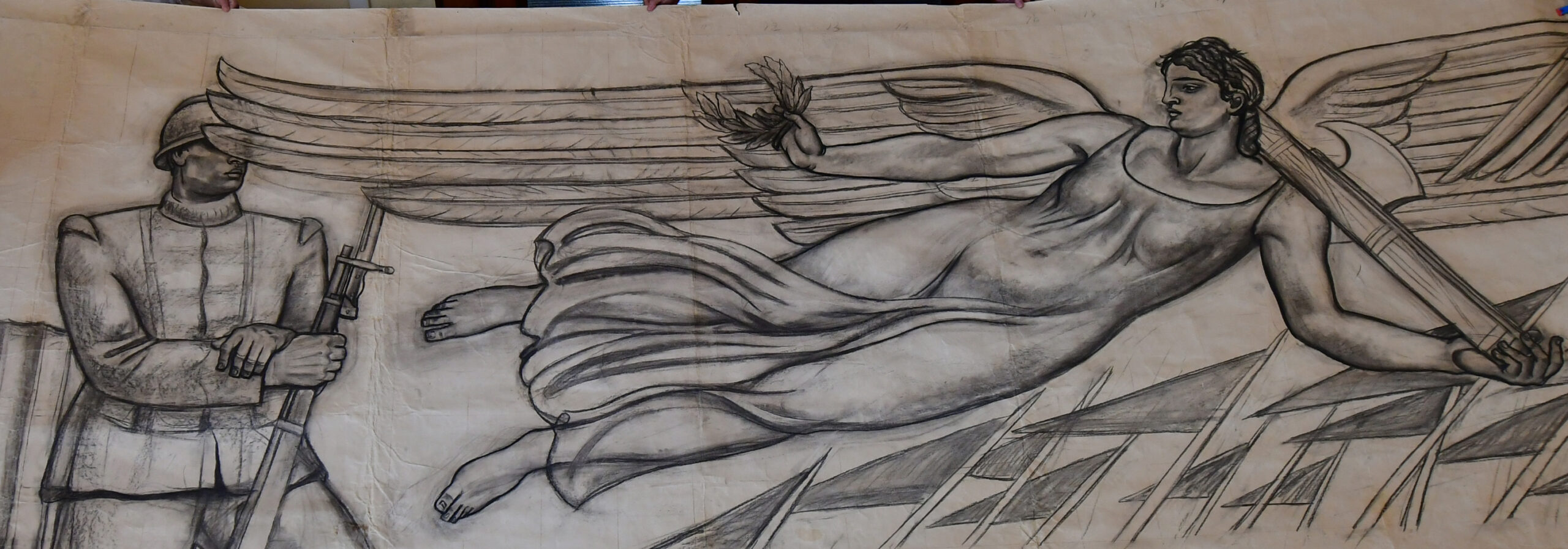 Vittoria-alata_-cartone_Milite-e-Vittoria-con-gagliardetti-1